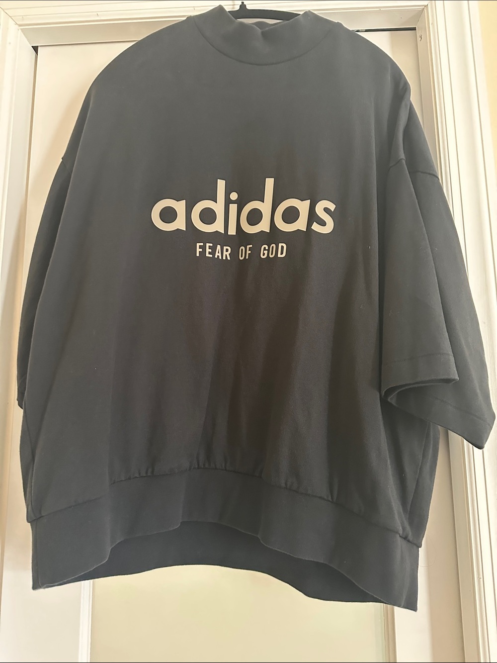 adidas Oversized Black Sweatshirt with Cream Logo